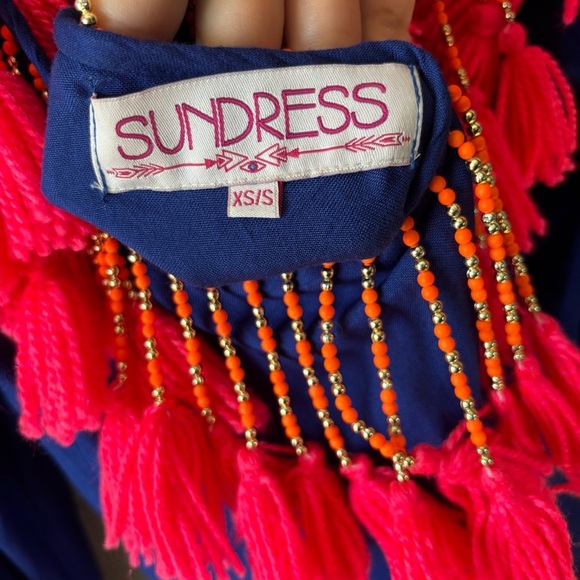 Sundress X Revolve Indiana Tassel Swim Cover-up Dress Blue & Pink Size XS/S - Picture 7 of 7